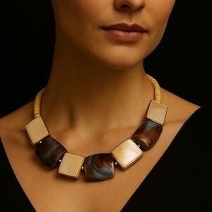 Rare 1950s Abalone and Mother-of-Pearl Geometric Necklace Mid-Century Modern